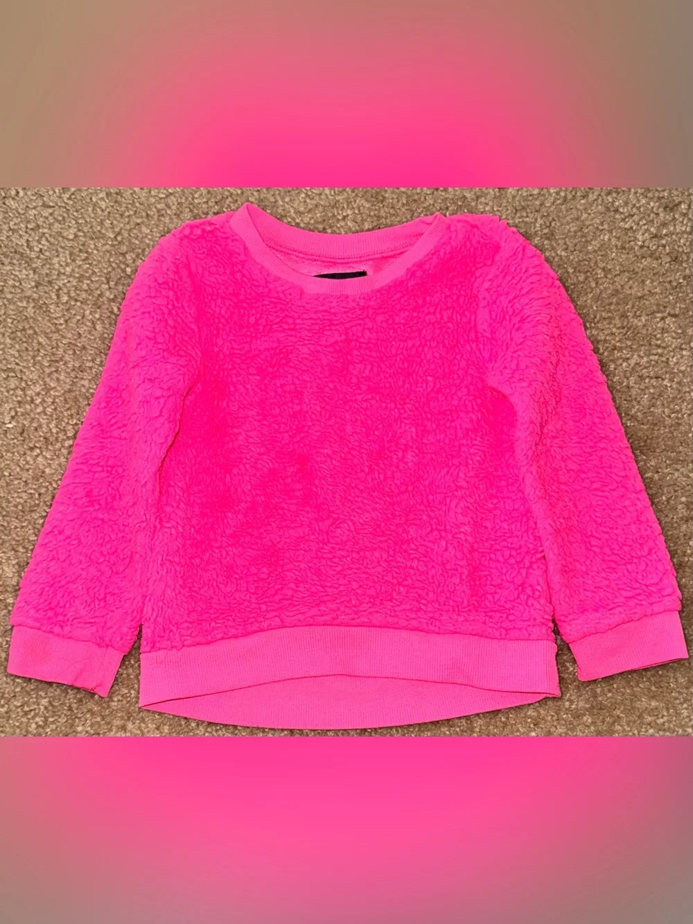 Cozy Plush Crewneck Sweatshirt for Kids - Hot Pink